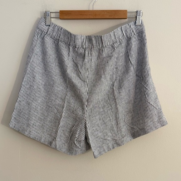 J Crew Factory women’s Linen blend pull on short black and white stripe Sz S NWT - Picture 5 of 13